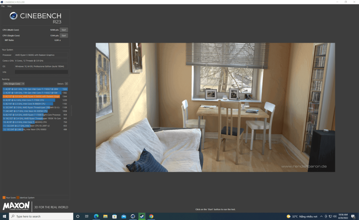 Asrock DeskMini X300 Cinebench R23