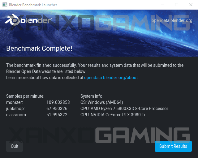 Ryzen 7 5800X3D Blender Benchmark