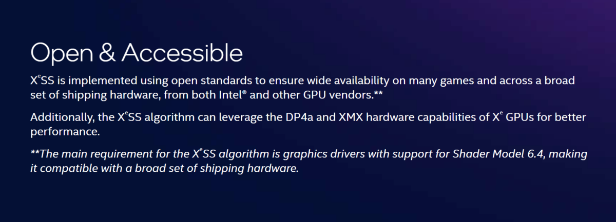 Intel XeSS DP4 XMX