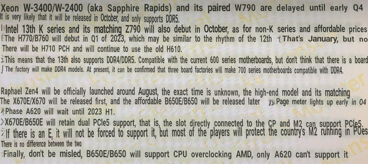 Intel raptor lake Rumors