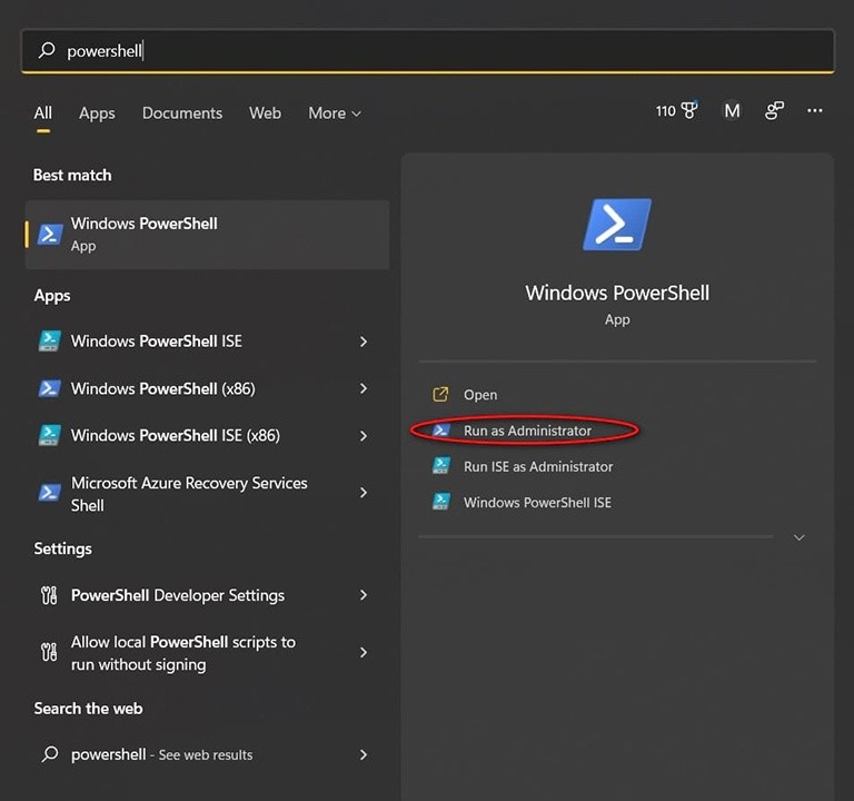 PowerShell key windows 11
