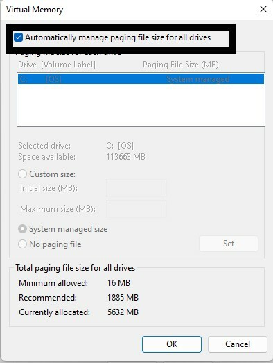 Các thêm bộ nhớ ảo cho Windows 11, khắc phục lỗi thiếu bộ nhớ RAM