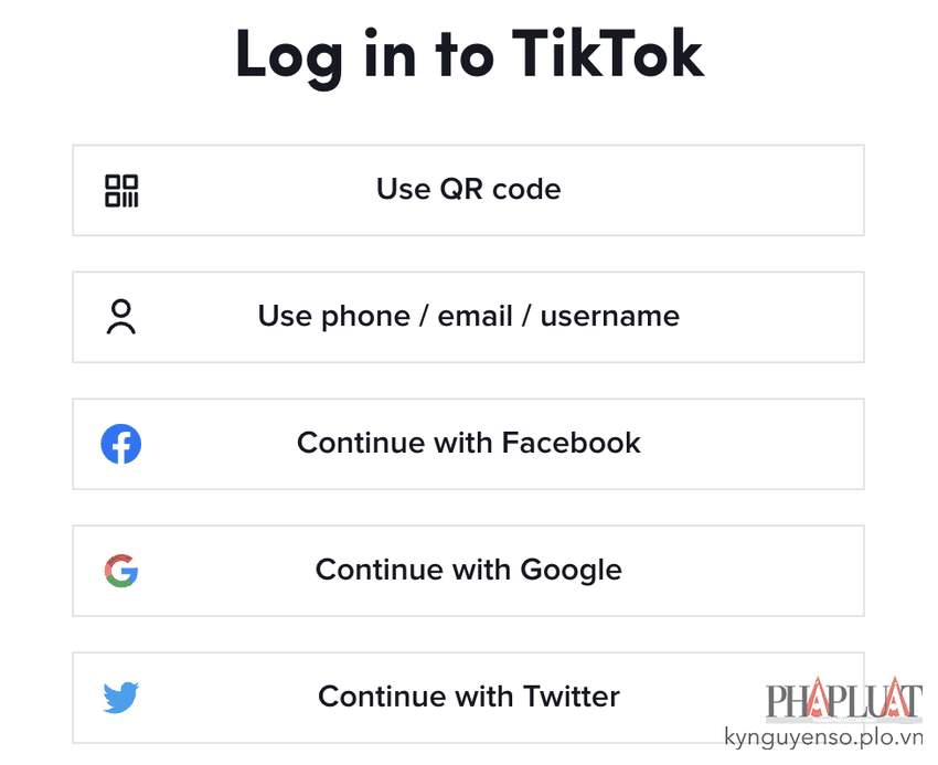 Không đăng nhập TikTok bằng các tài khoản mạng xã hội. Ảnh: MINH HOÀNG