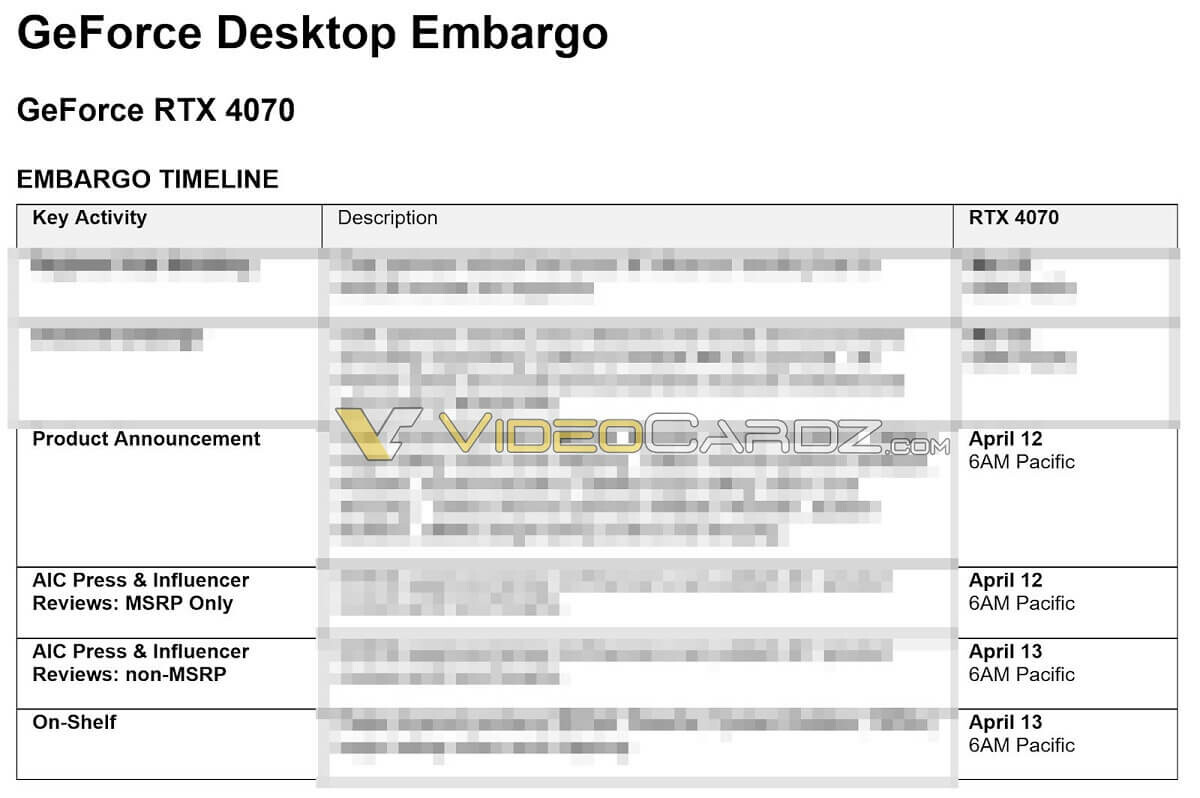 GEFORCE RTX 4070 EMBARGO
