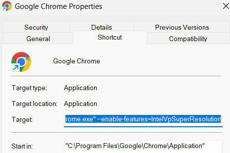 INTEL Video Super Resolution CHROME