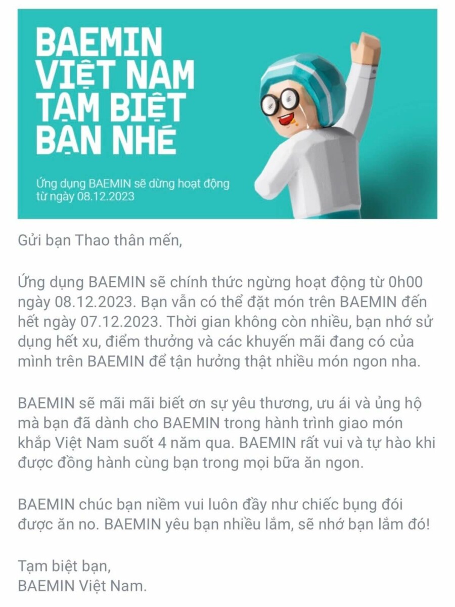 Baemin dừng hoạt động tại Việt Nam
