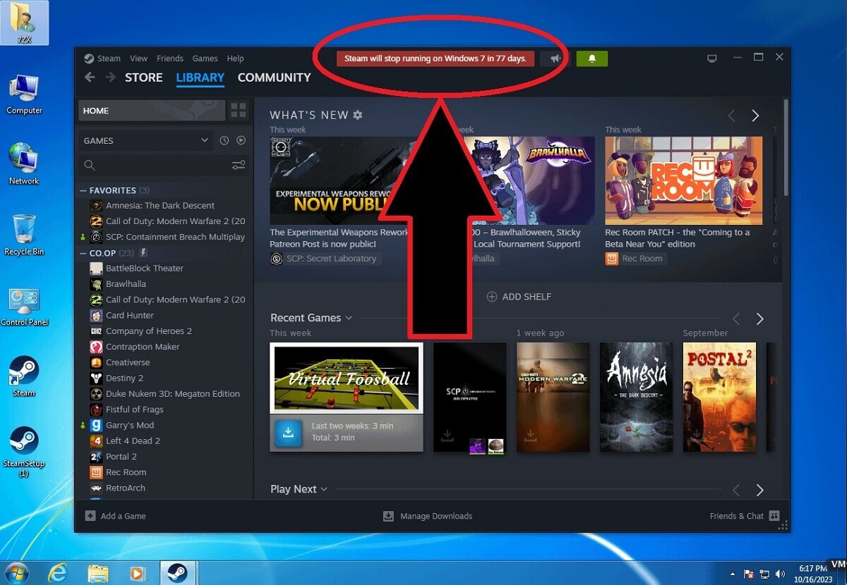 steam stop support windows 7