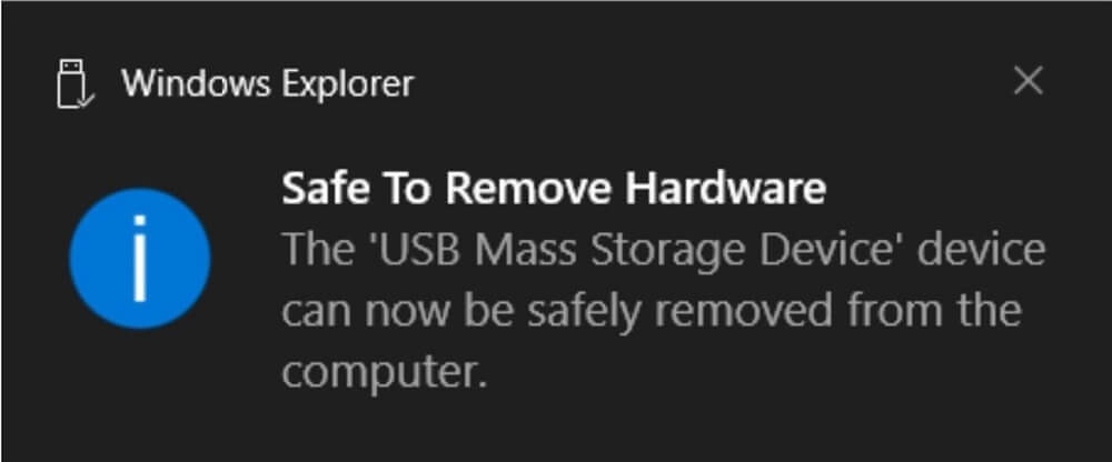 thông báo safe to remove hardware