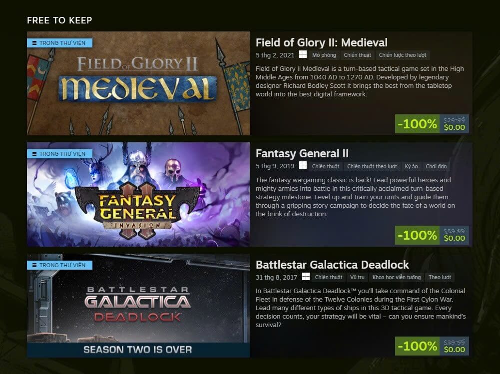Steam tặng 3 game