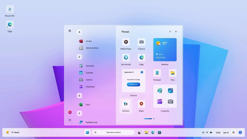 Giao diện concept Windows 12.2
