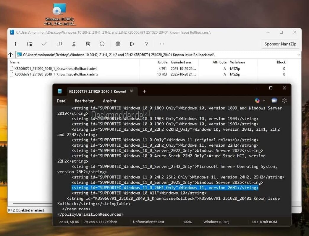 bằng chứng xác nhận sự tồn tại của Windows 11 26H1