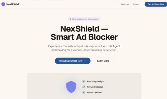 NexShield fake app ad block