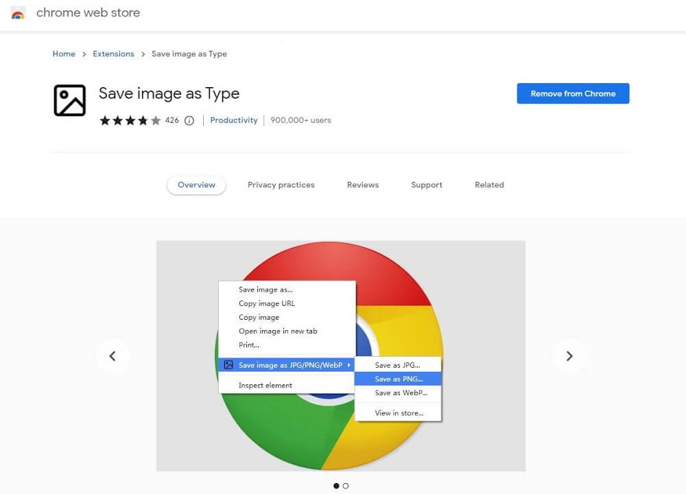 tiện ích mở rộng Save image as Type