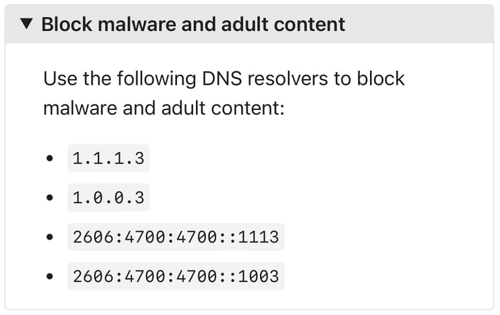 Cloudflare DNS 1.1.1.3