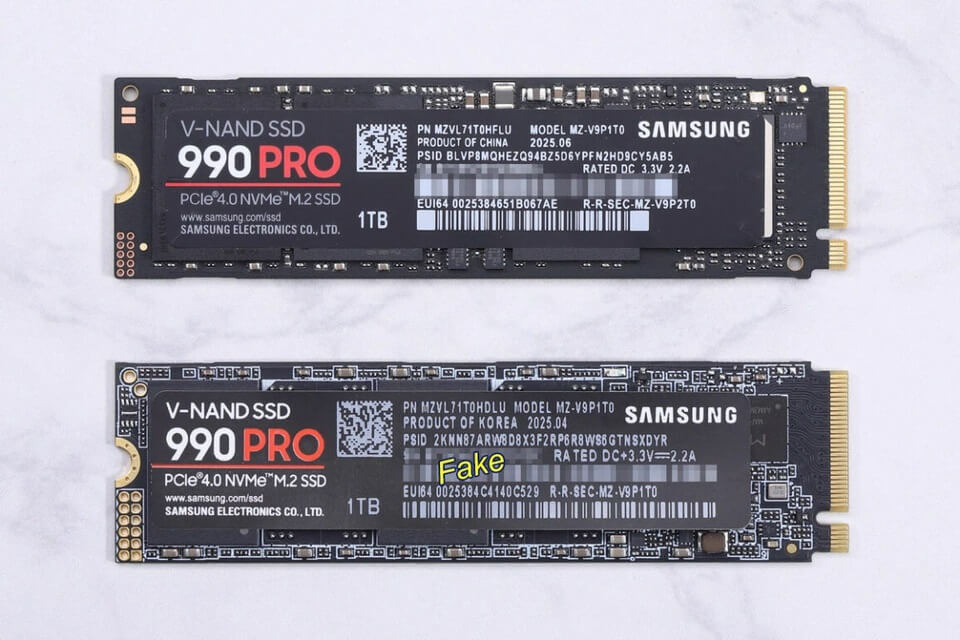 SSD Samsung 990 Pro fake