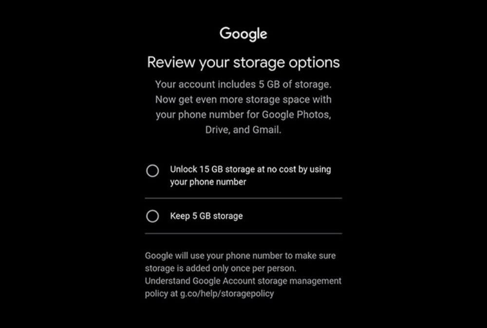 Người dùng Google buộc phải khai báo số điện thoại mới được sử dụng 15 GB