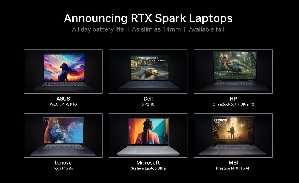 Một số laptop sắp ra mắt với chip RTX Spark