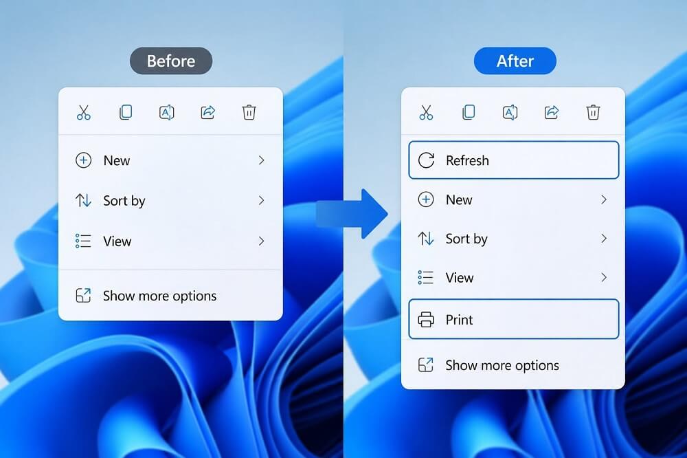 Windows 11 menu chuột phải cập nhật
