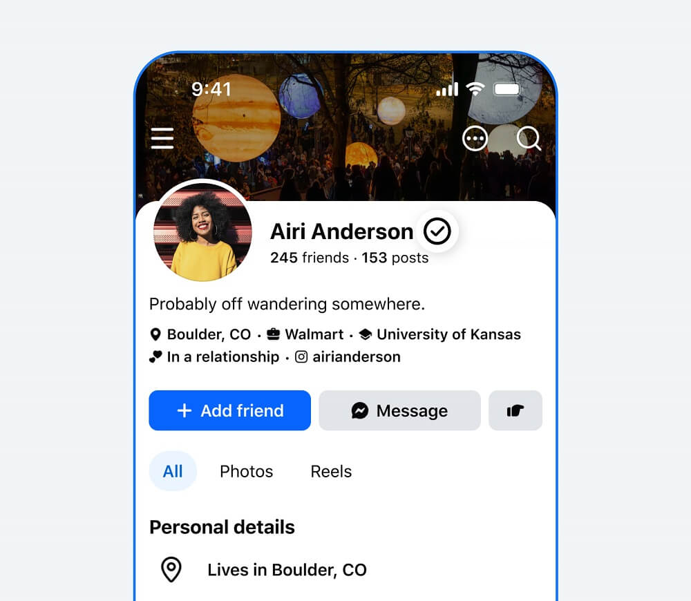 Giao diện huy hiệu Facebook Verified tick trắng